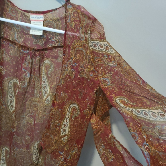 band of gypsies burgundy patterned kimono size M - Picture 7 of 7